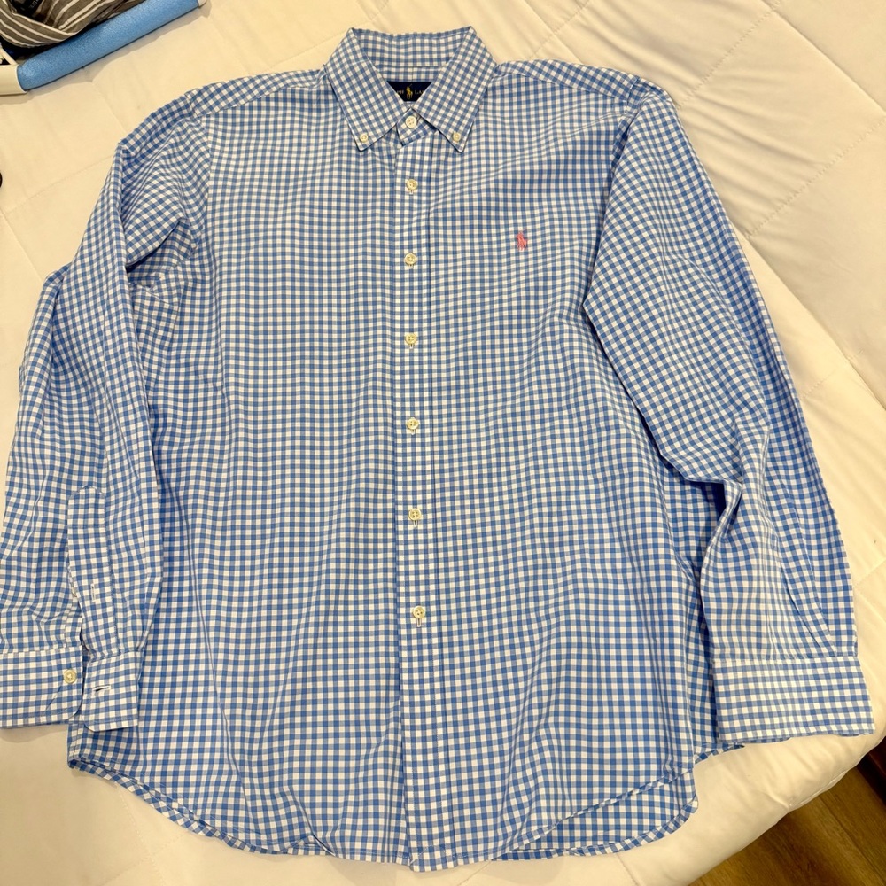 Polo Ralph Lauren classic fit check oxford shirt in blue gingham large